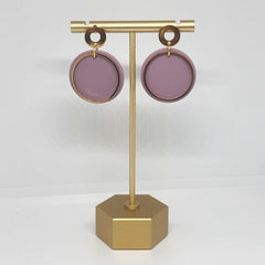 Polymer Clay Earrings - Mauve and Gold Circles