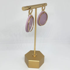 Polymer Clay Earrings - Mauve and Gold Circles