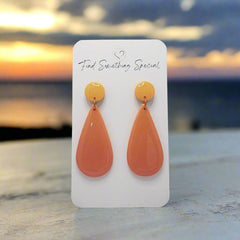 Polymer Clay Earrings - Long Tear Drop - Sunset