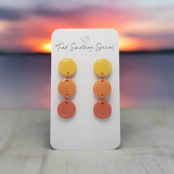 Polymer Clay Earrings - Small Circles - Sunset