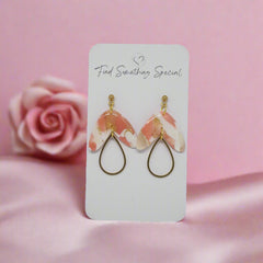 Polymer Clay Earrings - Luxury - Pink Gold and White - Style 4