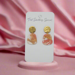 Polymer Clay Earrings - Luxury - Pink Gold and White - Style 3