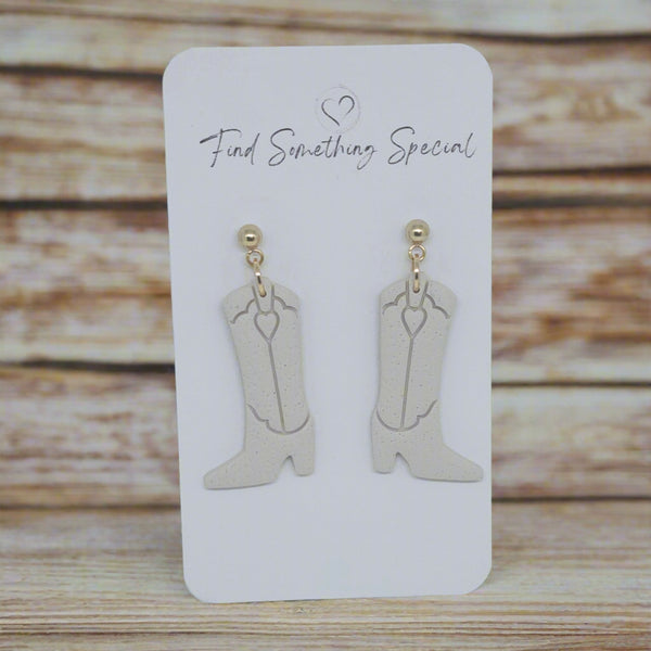 Polymer Clay Earrings - White Boots