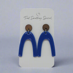 Polymer Clay Earrings - Back to Basics Blue Arc