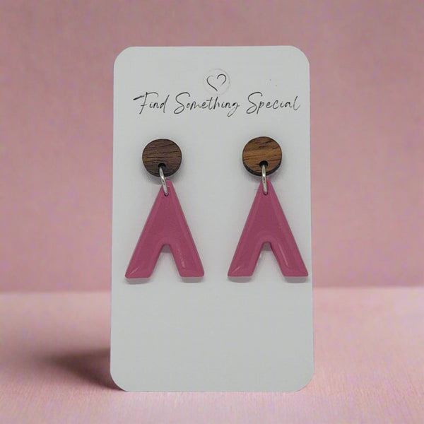 Polymer Clay Earrings - Back to Basics Pink Triangle