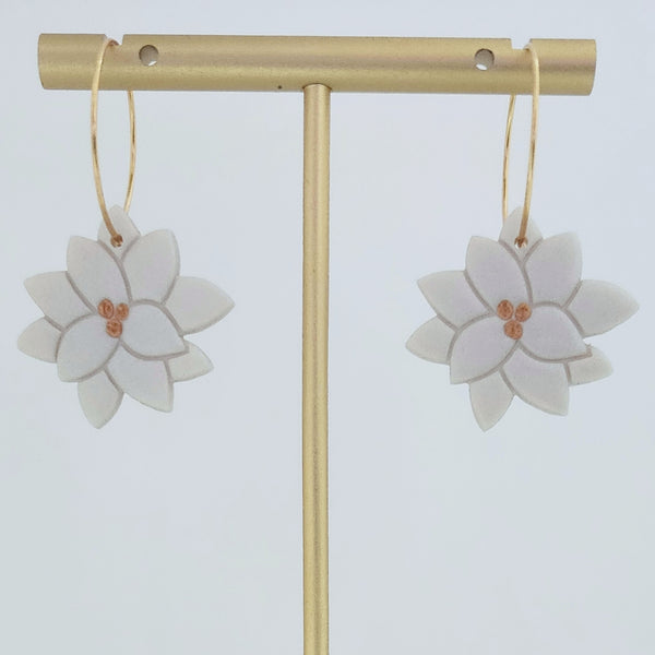 Polymer Clay Earrings - Two Tone Flower Hoops