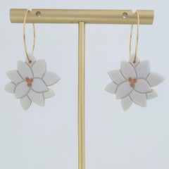 Polymer Clay Earrings - Two Tone Flower Hoops