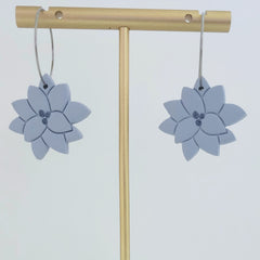 Polymer Clay Earrings - Two Tone Flower Hoops