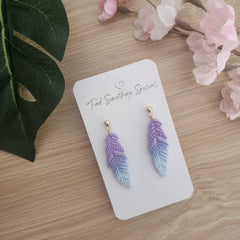 Polymer Clay Earrings - Shimmer Blended Feather