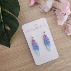 Polymer Clay Earrings - Shimmer Blended Feather