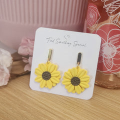 Polymer Clay Earrings - Sunflower Dangles