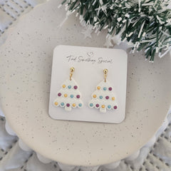 Polymer Clay Earrings - White Christmas Tree