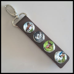 Leather 4 Snap Key Ring - Brown Set 3 - Find Something Special