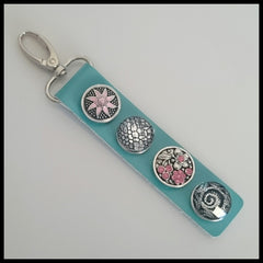 Leather 4 Snap Key Ring Teal - Set 2 - Find Something Special