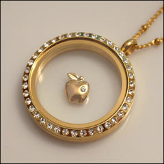 Gold Apple Floating Charm - Find Something Special